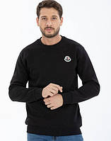 Moncler Lux теплый свитшот на флисе черный мужской модный яркий коттон свитер молодежный кофта Монклер