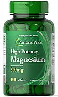 Магний, Magnesium, Puritan's Pride, 500 мг, 100 таблеток