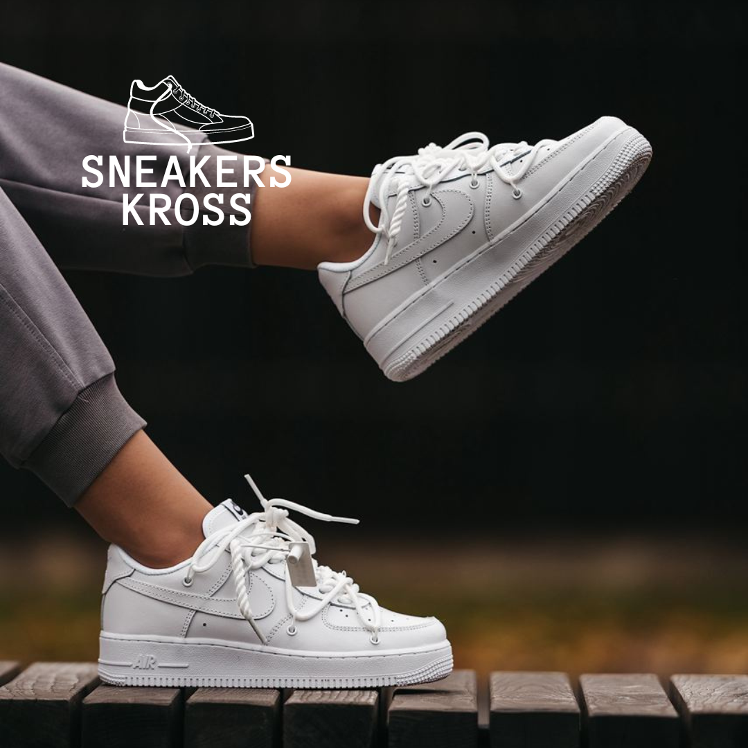 Жіночі кросівки Nike Air Force 1 Low White Off shoelaces Custom, Демісезонні кросівки Найк Аір Форс