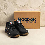 Шкіряні кросівки осінь-весна з натуральної шкіри, чоловічі спортивні чорні осінні кросівки *R-03ч/р*, фото 4