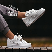 Мужские кроссовки Nike Air Force 1 Low White Off shoelaces Custom, Демисезонные кроссовки Найк Аир Форс