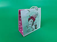 GRD Пакеты новогодние подарочные 16х16х8 см (12 шт) пакеты бумажные с ручками для подарков маленькие под чашку