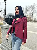 Замшева жорстка коротка куртка на блискавці кольору чорний, бордовий, моко, зелений