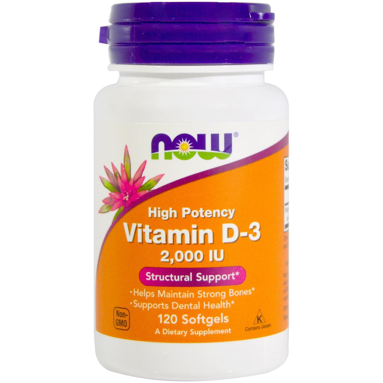 NOW Foods Vitamin D-3 2000 240 softgel, фото 1