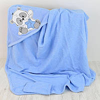 Полотенце с уголком, для купания "Панда" "Babyshez" арт.227, голубое