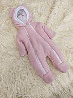 Комбинезон детский демисезонный вязаный ШкодаМода размер 56 - 62 см (с рождения до 3-х месяцев) Розовый