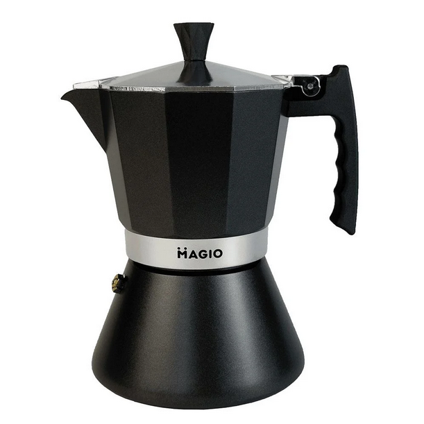 Гейзерна кавоварка Magio MG-1006 алюміній Чорно-сірий