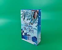 GRD Пакеты новогодние подарочные 17х26х8 см (12 шт) пакеты бумажные ламинированные с ручками для подарков