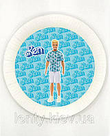 Тарілки "Кен з Барбі"  дівчина паперові білі 18см (Поштучно) малотиражні тарілочки -