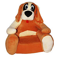 Мягкое детское кресло Рыжая собака, бескаркасное плюшевое кресло для детей