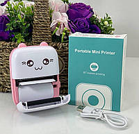 Детский мини принтер (Mini Printer), термопринтер, карманный детский принтер, термо принтер кот