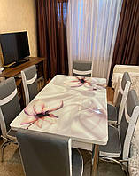 Розпродаж! Комплект Великий скляний стіл для кухні та 6 стільців . Туреччина