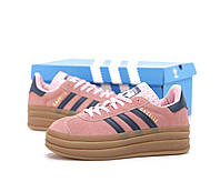 Женские кроссовки Adidas Gazelle Bold Platform Pink Glow (розовые) стильные молодежные кеды платформа Y14403