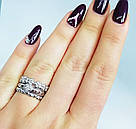 Срібна каблучка з фіанітами потрійна Оригінальні каблучки жіночі зі срібла 925 проби, фото 2