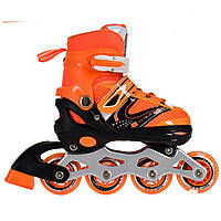 Раздвижные детские ролики на шнуровке и клипса с подсветкой размер 31-34 Profi A4145-S-OR Оранжевый
