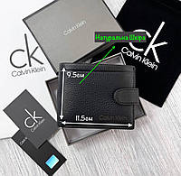 Брендовый кошелек для парня Кельвин Кляйн Кожаный мужской кошелек Calvin Klein Повседневный бумажник черный