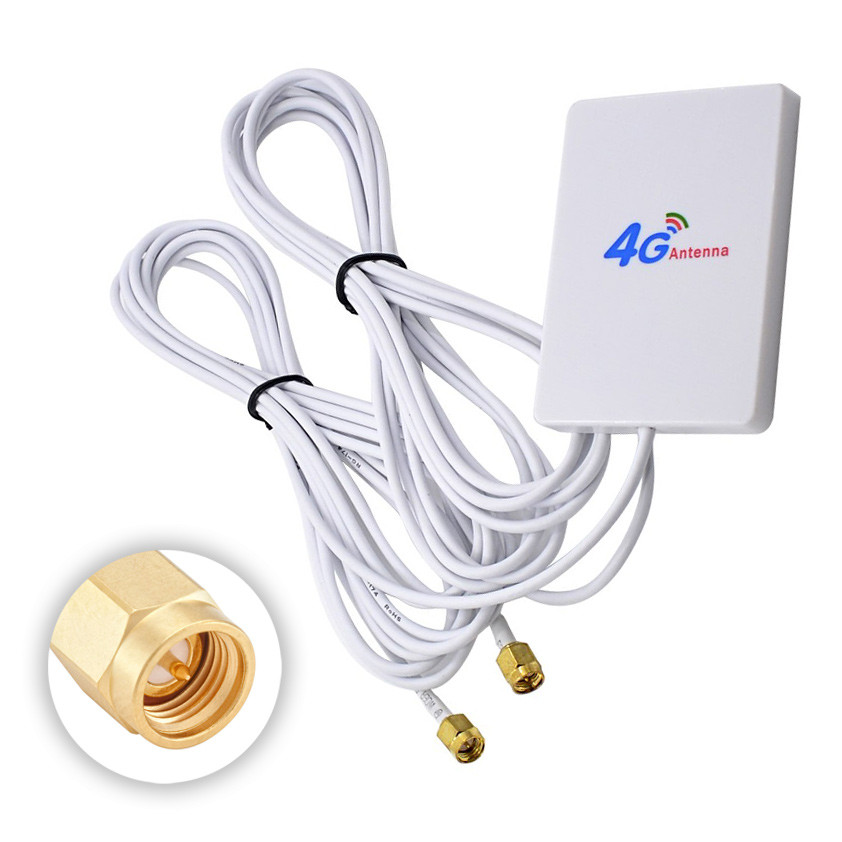 Антена 4G 3G LTE виносна подвійна MIMO 2x 7dBi SMA 700-2700 МГц, посилення сигналу для USB модему, роутера