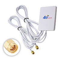 Антена 4G 3G LTE виносна подвійна MIMO 2x 7dBi SMA 700-2700 МГц, посилення сигналу для USB модему, роутера