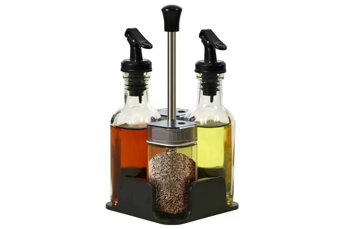 Органайзер для спецій і рідин BSJ1121/1007 4 банки GLASS-SILVER