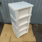 Комод пластиковий кремовий з блакитними смужками на 4 ящики тумбочка пластикова, фото 3
