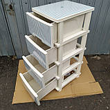 Комод пластиковий кремовий з блакитними смужками на 4 ящики тумбочка пластикова, фото 7