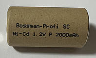 Аккумулятор Bossman profi Sub-C SC 2000 mAh 1.2V 22х42мм