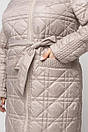 Бежеве стьобане весняне пальто 1060 великий розмір 48-68, фото 4
