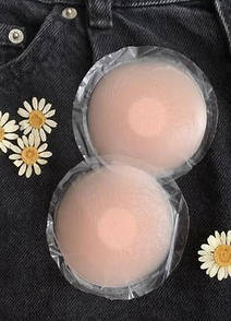 Силіконові стикіні наклейки на груди у формі кола, Накладки на груди, Бежеві наклейки на соски