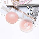 Силіконові стикіні наклейки на груди у формі кола, Накладки на груди, Бежеві наклейки на соски, фото 2