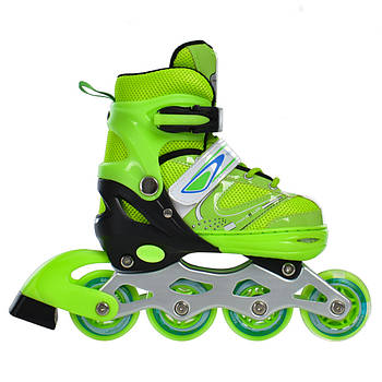 Дитячі ролики на алюмінієвій рамі з підсвічуванням розмір 31-34 Profi A4145-S-GR Салатовий