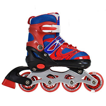 Розсувні дитячі ролики Profi на подвійній застібці з підсвічуванням розмір 31-34 A4145-S-R Червоний