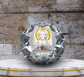 Срібна Ікона у Кришталі Спаситель Ісус 6,7х6,7см у формі кристала