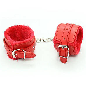 Наручники шкіряні з хутром, Ремінці із Застібкою для Рольових ігор, Секс іграшки БДСМ, БДСМ іграшки