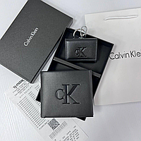 Мужской брендовый кошелек Calvin Klein, кошелек мужской, брендовый портмоне, кошелек + брелок