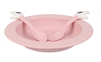 Набор детской эко посуды 3 в 1 68-802 эко-пластик розовый
