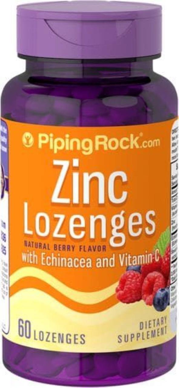 Цинк з ехінацеєю та вітаміном C Piping Rock Zinc with Echinacea & C Natural 60 lozenges (Berry)
