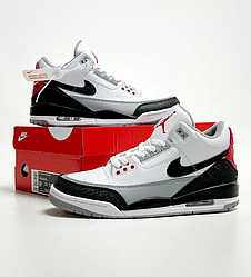 Чоловічі кросівки Nike Air Jordan 3 Retro White Black Найк Джордан білі з чорним шкіряні весна літо осінь