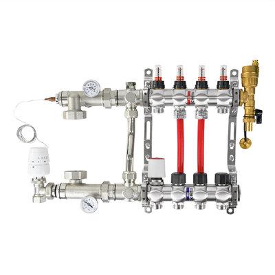 Коллекторный блок RAFTEC на 9 контуров для тёплого пола в сборе с боковым подключением