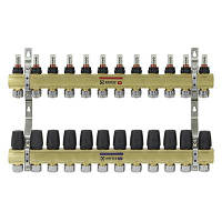 Коллекторный блок RAFTEC на 12 контуров с расходомерами и евроконусами