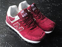 Мужские Кроссовки New Balance 574 Bordeaux White Suede