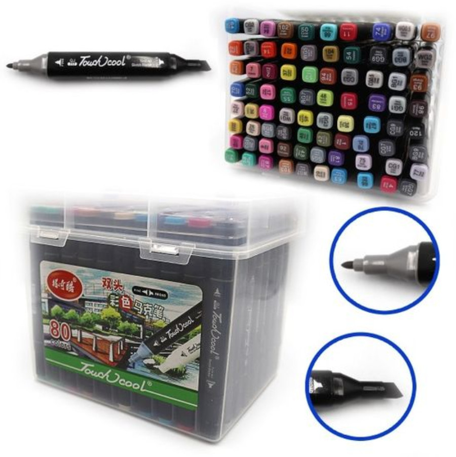 Набір скетч маркерів скошений + тонкий 80 кольорів TouchCool