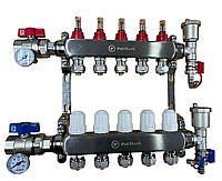 Коллектор 4 контура POLMARK в сборе с расходомерами, термометрами и конечным элементами в сборе