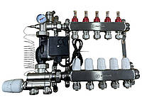 Коллектор для теплого пола POLMARK 12 контура с насосом нижнее подключение