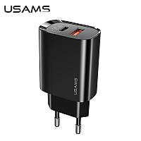 Адаптер мережевий USAMS T35 Fast Charger US-CC121 |1USB/1Type-C, 20W, PD3.0/QC|