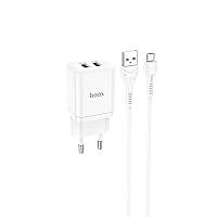Адаптер сетевой HOCO Micro USB Cable Maker dual port charger set N25 |2USB, 2.1A|