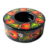 Підсвічник дерев'яний Петриківський розпис для свічок ручна робота 3x9 см МАКИ Український сувенір, фото 2