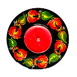 Підсвічник дерев'яний Петриківський розпис для свічок ручна робота 3x9 см МАКИ Український сувенір, фото 3