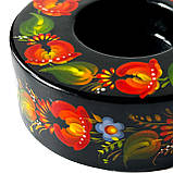 Підсвічник дерев'яний Петриківський розпис для свічок ручна робота 3x9 см МАКИ Український сувенір, фото 8