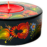 Підсвічник дерев'яний Петриківський розпис для свічок ручна робота 3x9 см МАКИ Український сувенір, фото 10