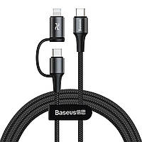 Кабель BASEUS Combo twins 2 in 1 cable Type-C to Type-C/Lightning |1M, 60W (20V 3A) + 18W (9V 2A)|